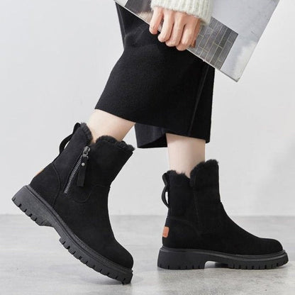 Premium Warm Fur Lining Non Slip Round Toe Snow Boots Women Warm Ankle Winter Shoes