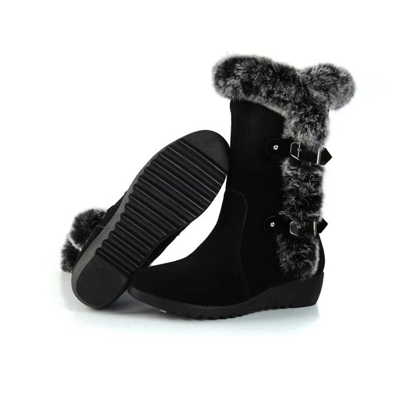 Premium Fashion Women Winter Fur Lined Mid-Calf Wedge Snow Boots 2023 - Smiths Picks - Winter Boots & Accessories