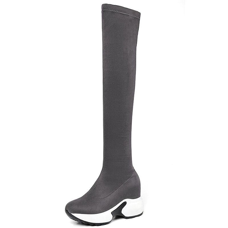 Women Suede Over The Knee Snow Winter Boots Height Improvment Thick Lining Warm Winter - Smiths Picks - Winter Boots & Accessories