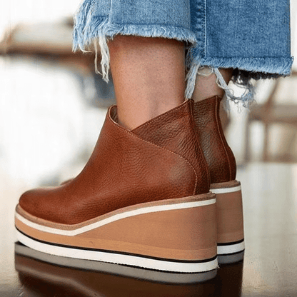 Winter Women Orthopedic Comfy Slip-on Leather Ankle Walking Slip Resistant Unique Shoes - Smiths Picks - Winter Boots & Accessories