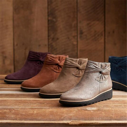 2023 Women Boots Winter Solid Suede Wedges Platform Ankle Walking Boots - Smiths Picks - Winter Boots & Accessories