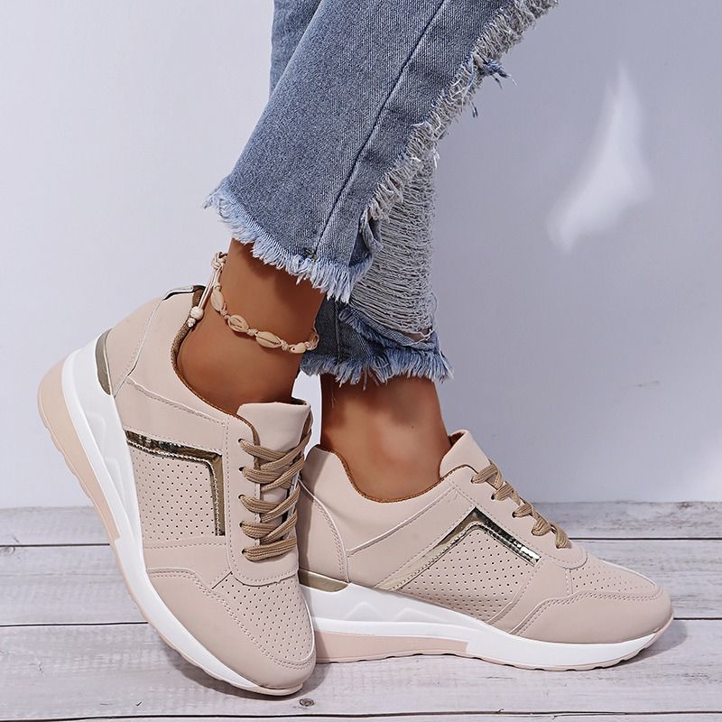 New Women Sneakers Lace-up Wedge Sport Shoes Design
