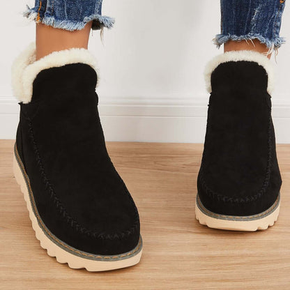 Premium Women's Suede Ankle Platform Winter Boots with Warm Fur
