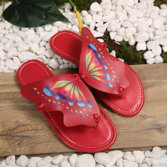 Women's Non-Slip Ergonomics Butterfly Thong Sandals Lightweight Summer Flats