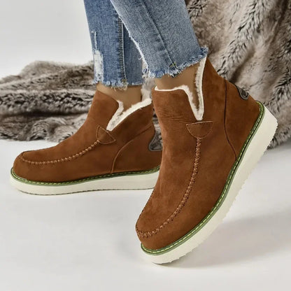 Premium Women's Suede Ankle Platform Winter Boots with Warm Fur