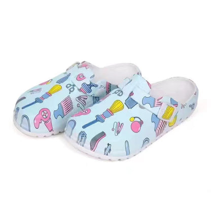 Cartoon Pattern Pillow Mules Slip On Shoes Soft Sole Buckle Belt Platform Casual Slides
