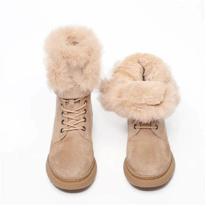 Suede Leather Women Mid-calf Fur Warm Winter Boots - Smiths Picks -