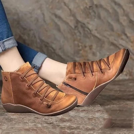Clara Premium Winter Orthopedic Lace-Up Genuine Leather Ankle Boots For Women 2023 Design - Smiths Picks - Winter Boots & Accessories