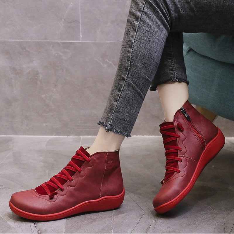 Women Orthopedic Ankle Leather Winter Boots Waterproof Vintage Design Keep Warm Non Slip - Smiths Picks - Winter Boots & Accessories
